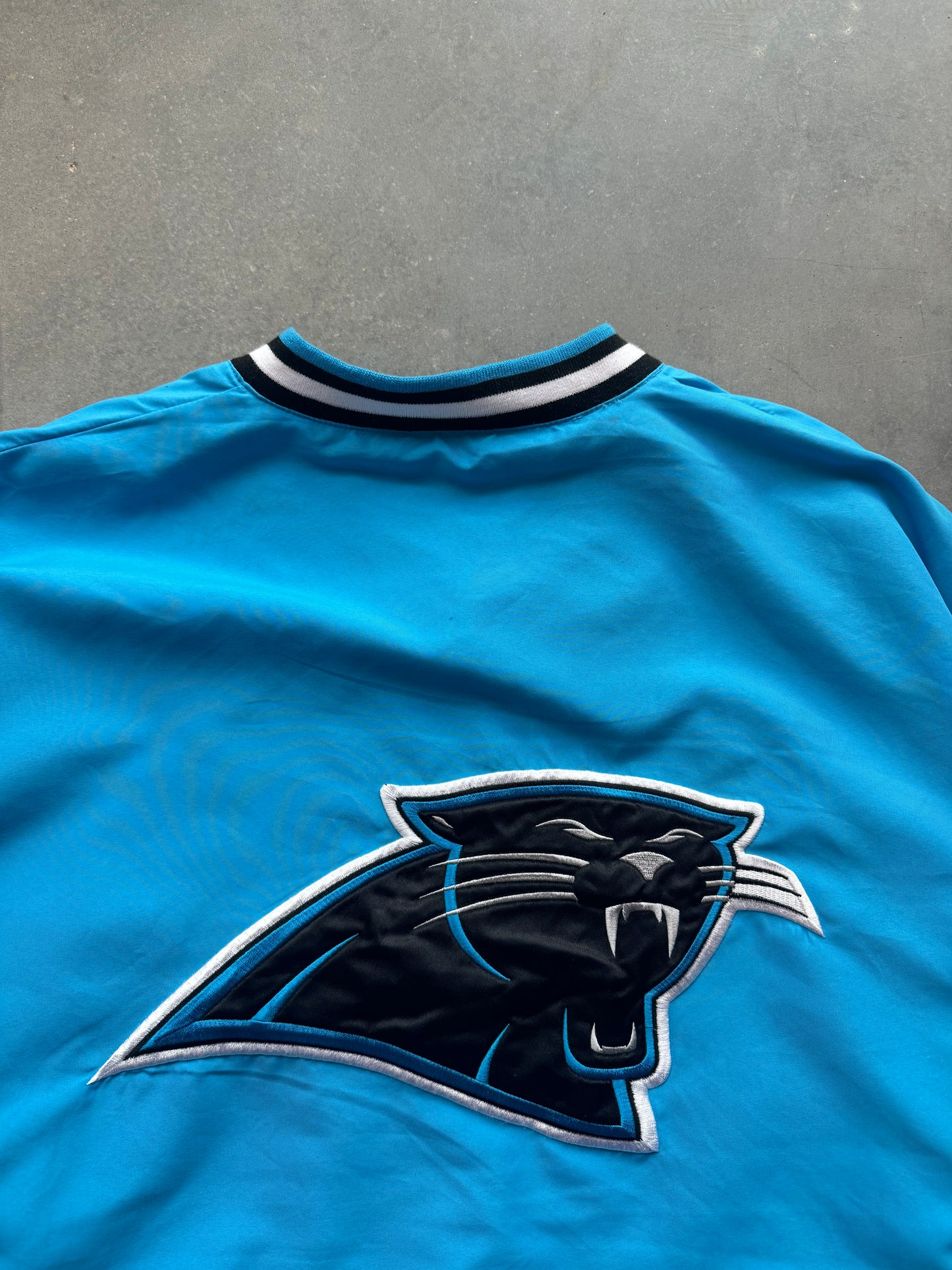 00’s Carolina Panthers Vintage Cat Scratch Font Electric Blue NFL Pullover (XL)