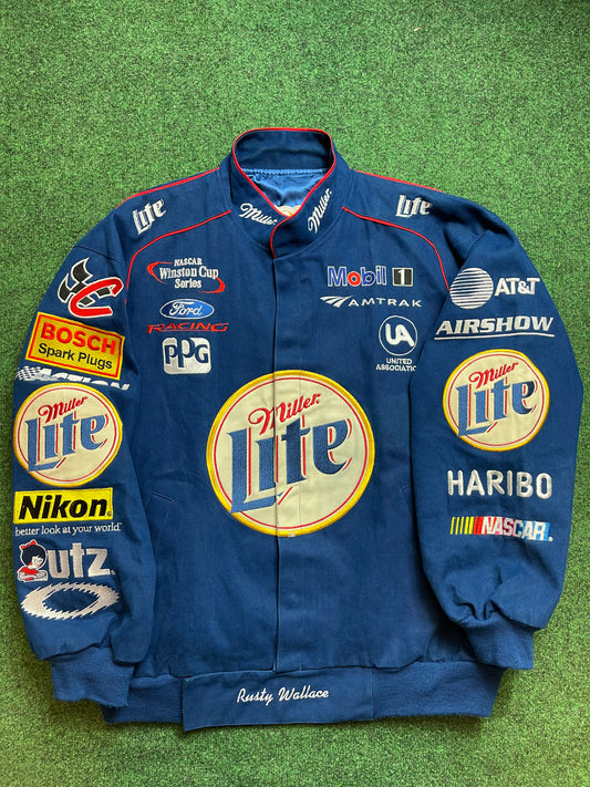 2002 Rusty Wallace Vintage Jeff Hamilton Racing NASCAR Winston Cup Series Jacket (XL)