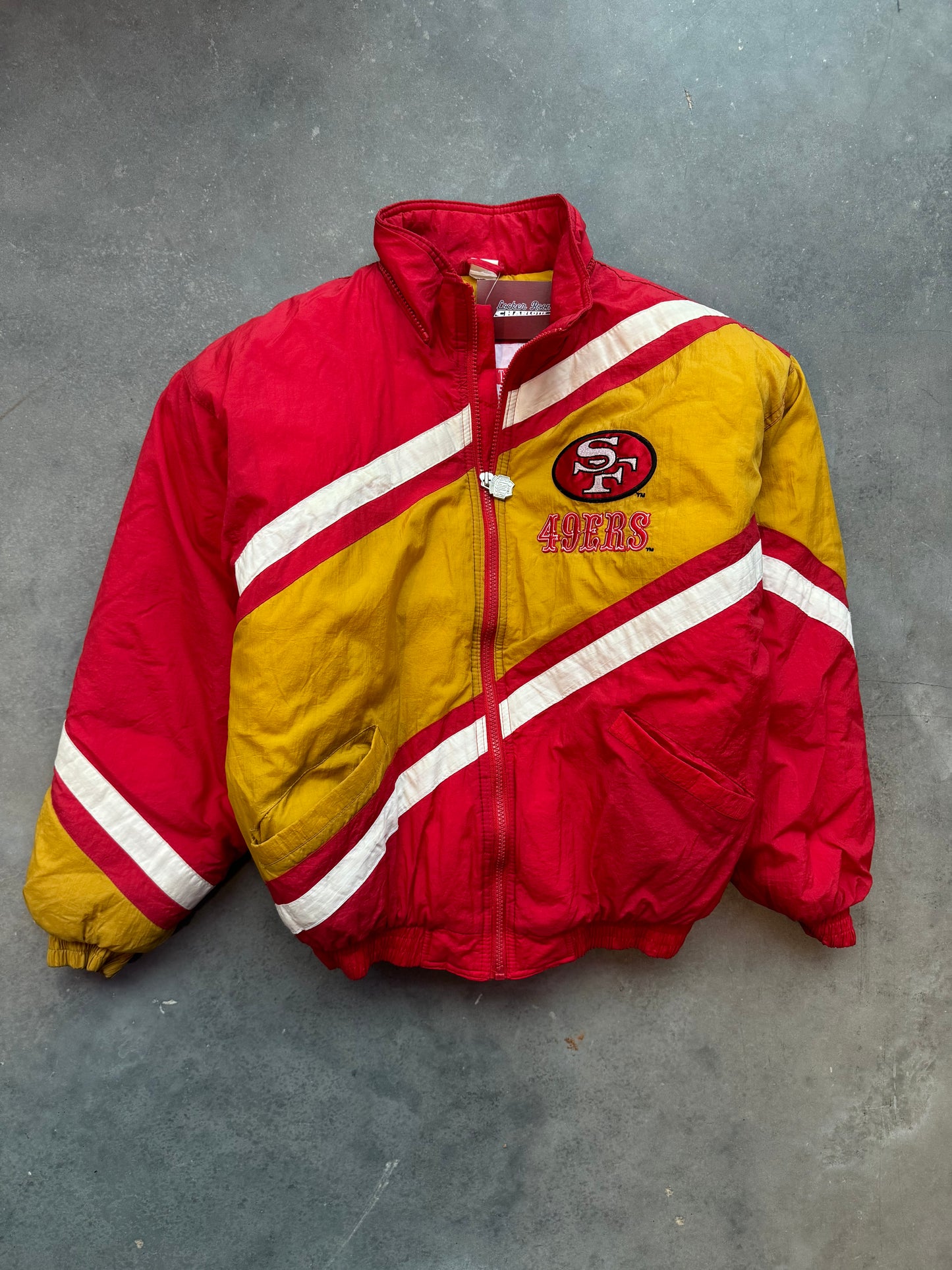 90's San Francisco 49ers Vintage Colorblocked NFL Puffer Jacket (Youth –  Locker Room CLT