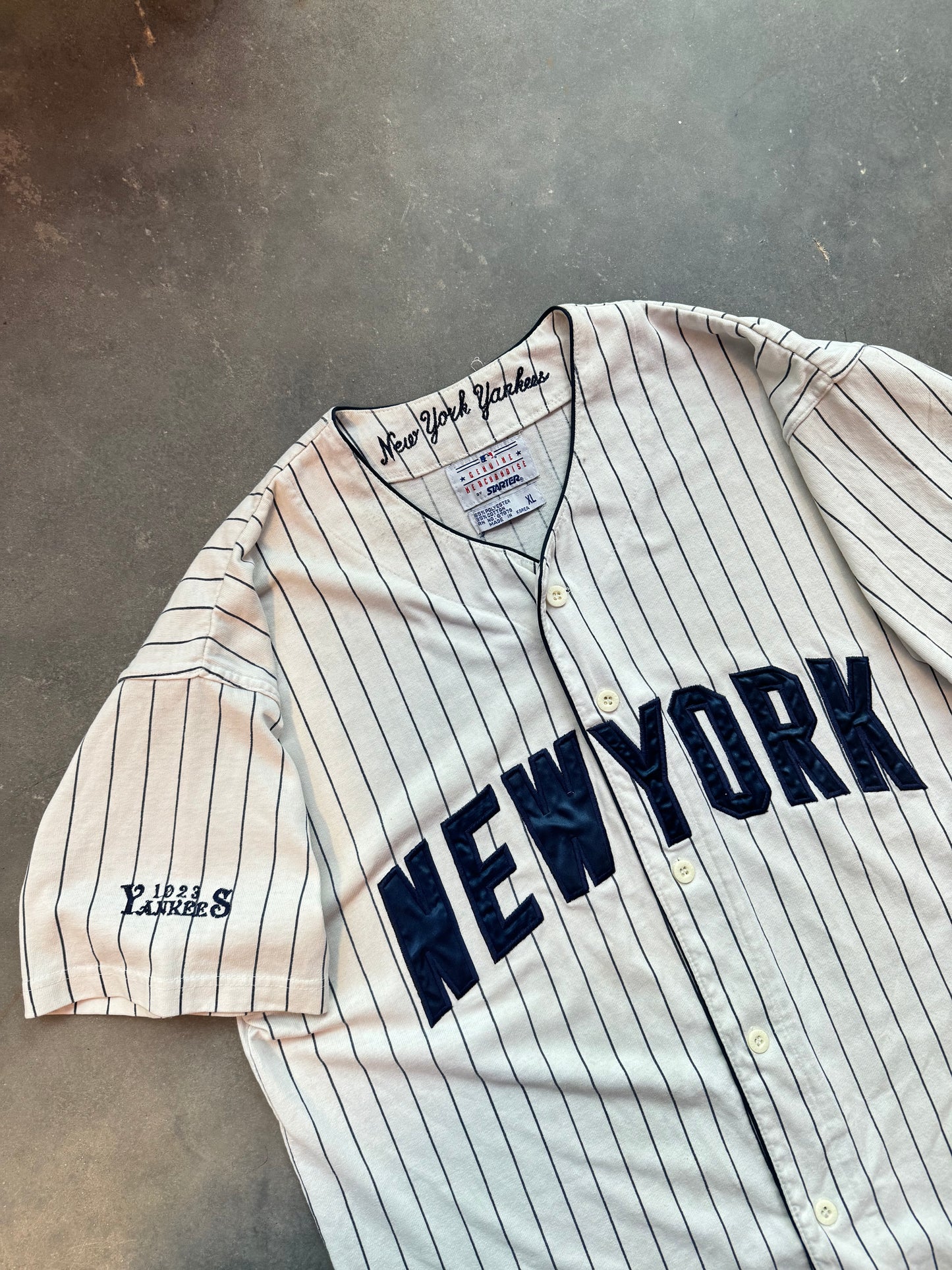 90’s New York Yankees Vintage Starter 1923 Pinstriped Retro Heavy Cotton MLB Jersey (XL)