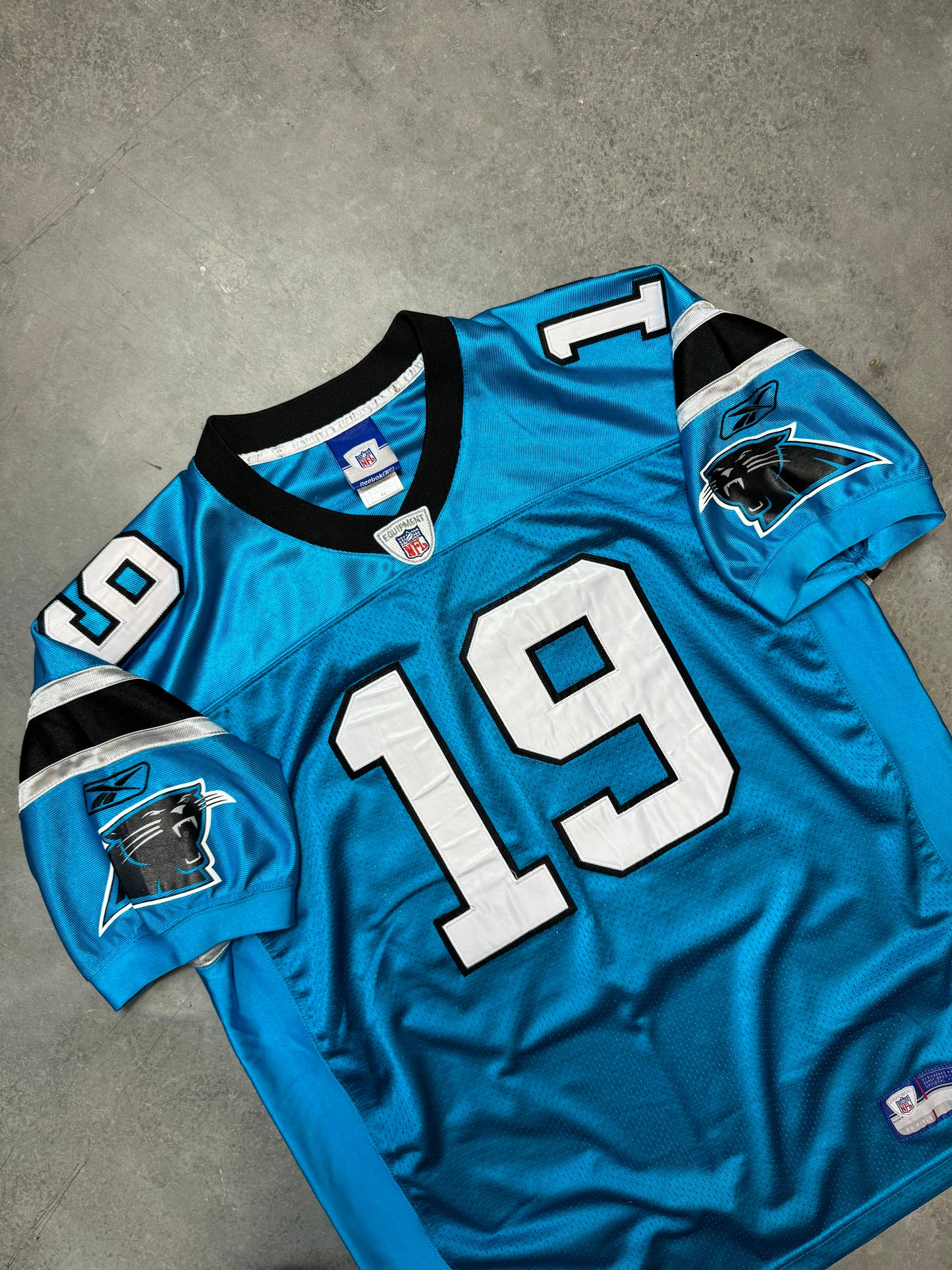 2006 Carolina Panthers Keyshawn Johnson Vintage Alternate Blue Reebok Stitched On Field Authentic NFL Jersey (48/XL)