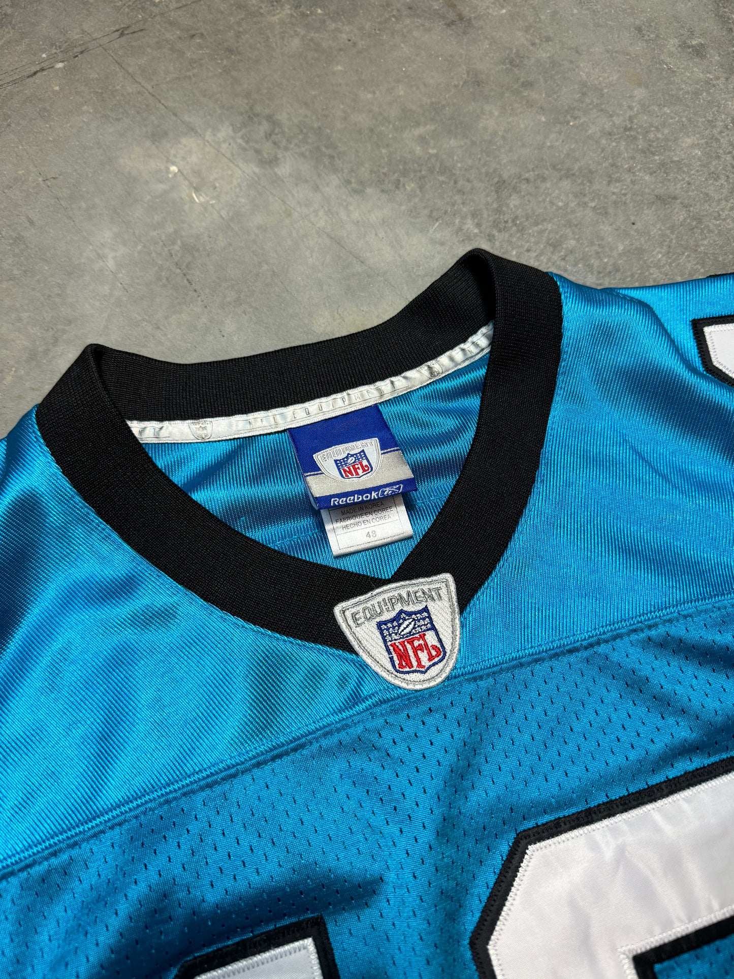 2006 Carolina Panthers Keyshawn Johnson Vintage Alternate Blue Reebok Stitched On Field Authentic NFL Jersey (48/XL)