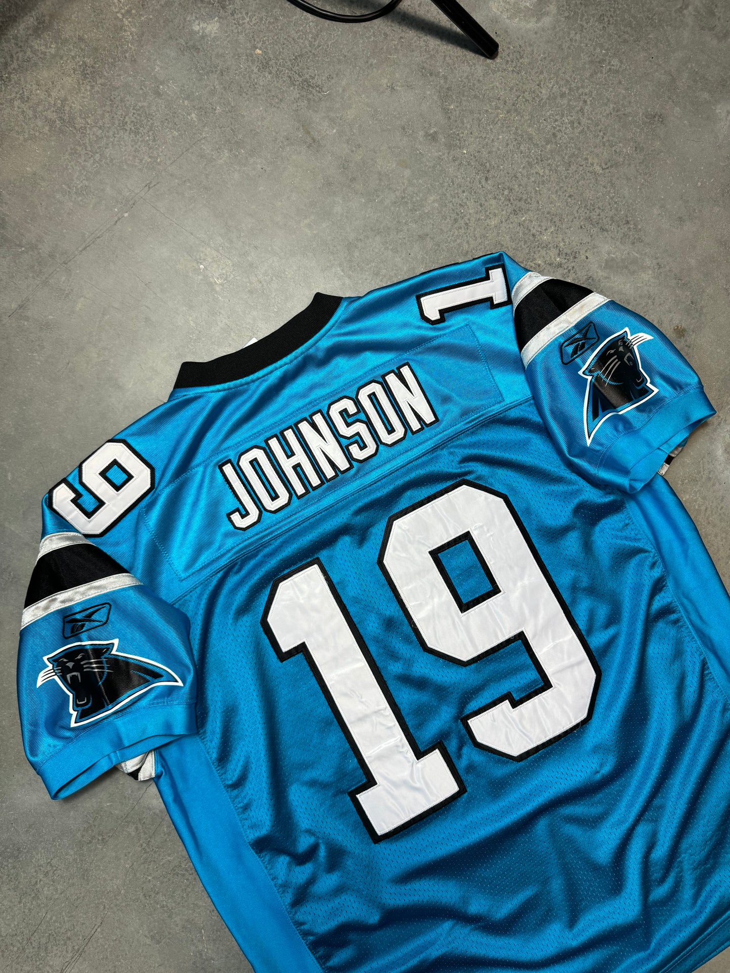 2006 Carolina Panthers Keyshawn Johnson Vintage Alternate Blue Reebok Stitched On Field Authentic NFL Jersey (48/XL)