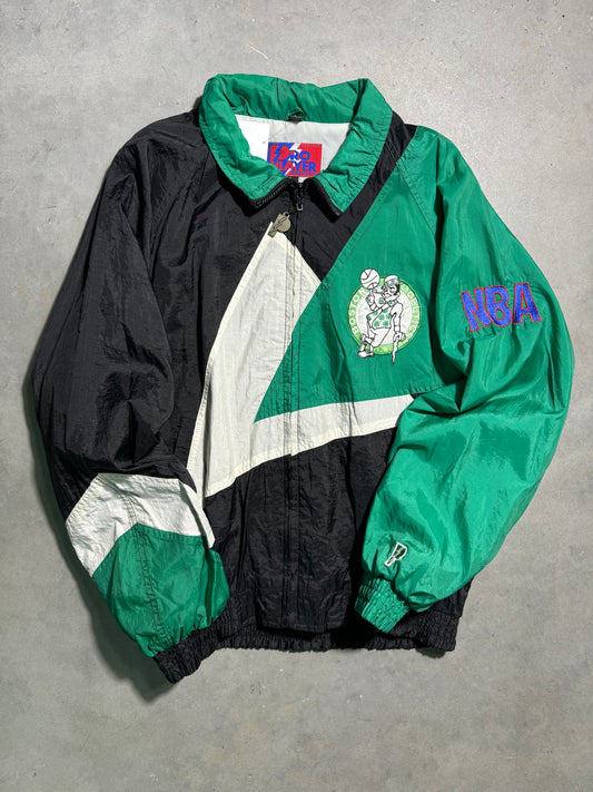 90’s Boston Celtics Vintage Pro Player NBA Big Spellout Full Zip Windbreaker Jacket (Large)