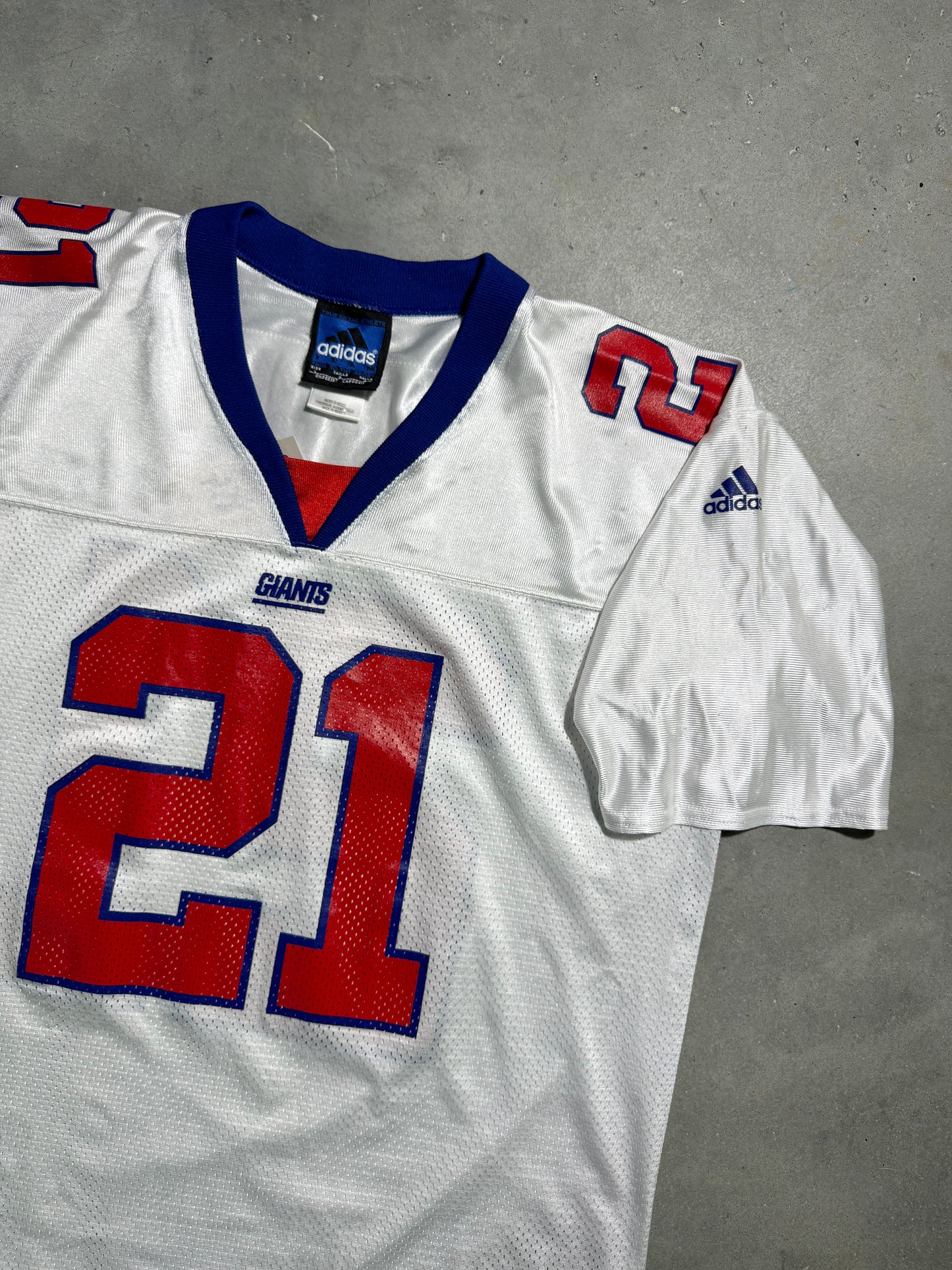 00’s New York Giants Tiki Barber Vintage White Adidas NFL Jersey (Large)