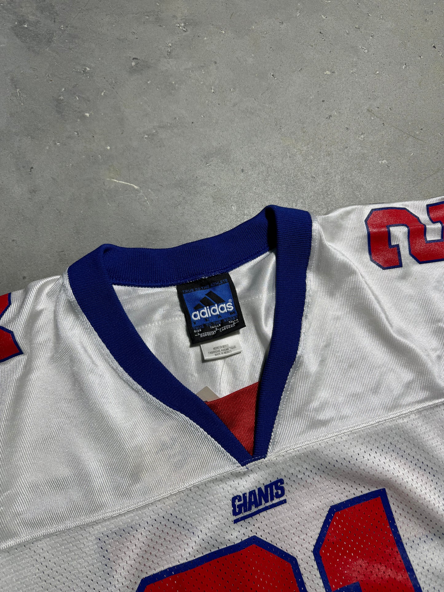 00’s New York Giants Tiki Barber Vintage White Adidas NFL Jersey (Large)