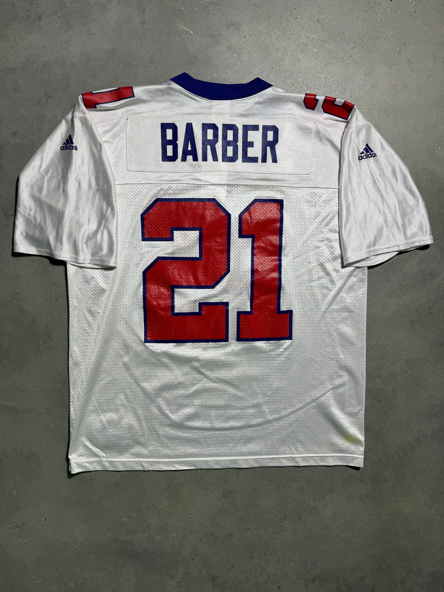 00’s New York Giants Tiki Barber Vintage White Adidas NFL Jersey (Large)
