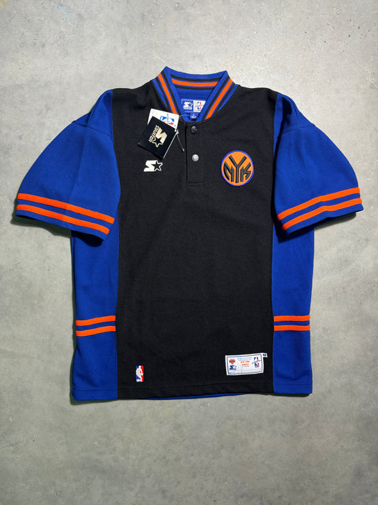 1997/98 New York Knicks Vintage Starter Heavyweight Button Snap Pullover NBA Shooting Warm Up Shirt - Deadstock (48/Large)