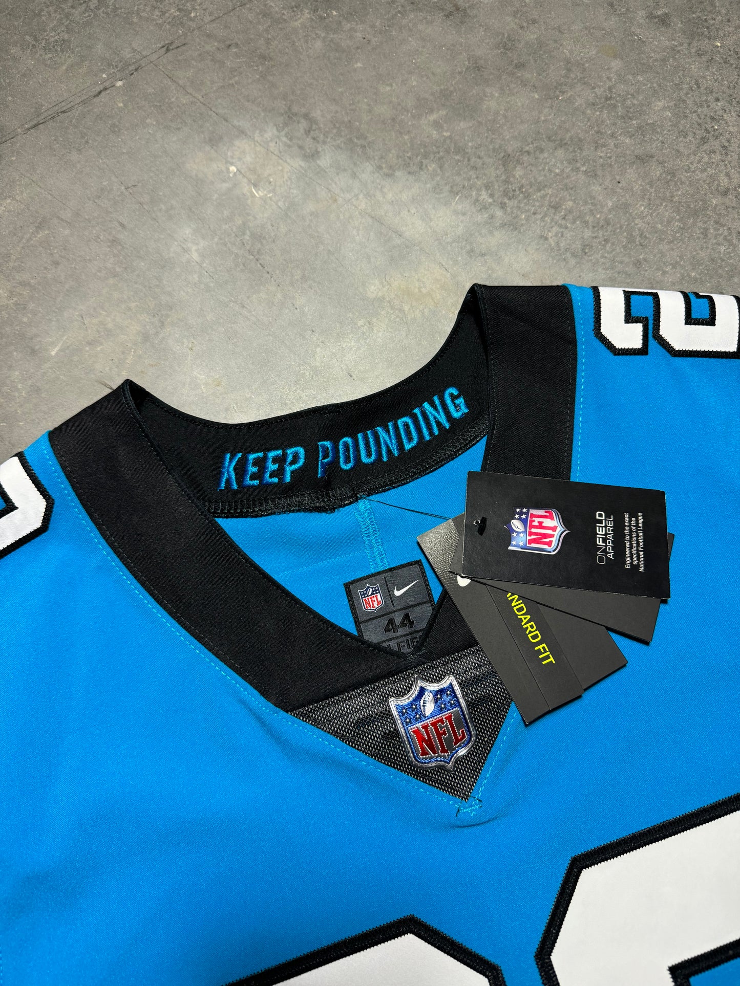 2021 Carolina Panthers Christian McCaffrey Nike Blue Alternate Vapor FUSE Elite On Field Stitched Authentic NFL Jersey - Deadstock (44/Large)