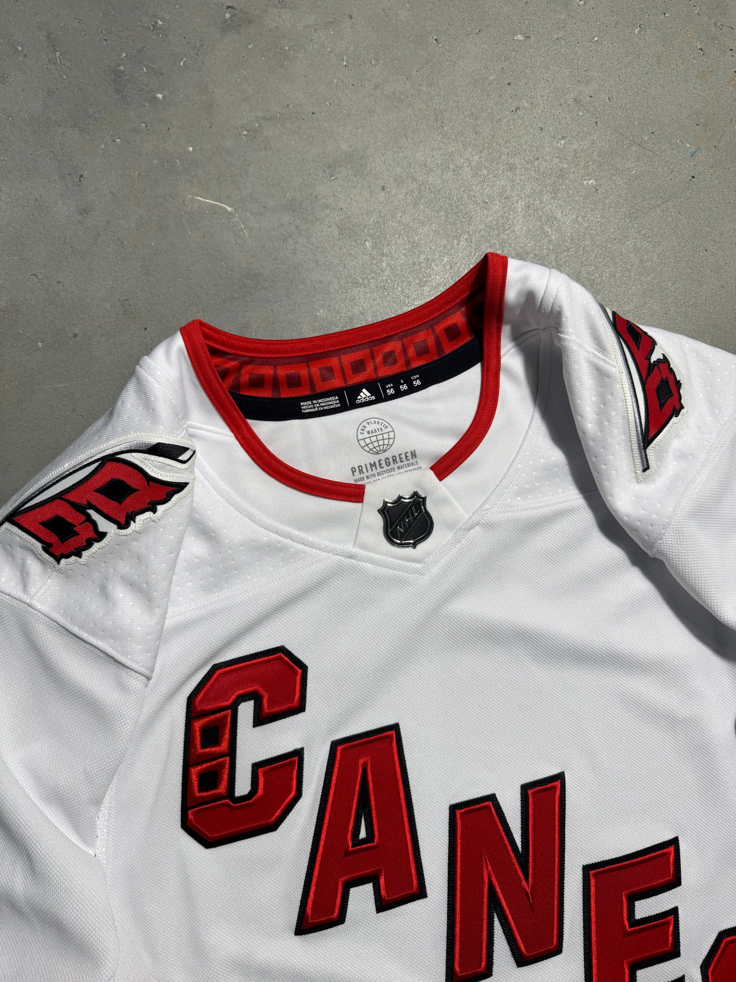 2020’s Carolina Hurricanes White “CANES” Adidas Authentic Fully Embroidered NHL Hockey Pro Jersey (56/XXL)