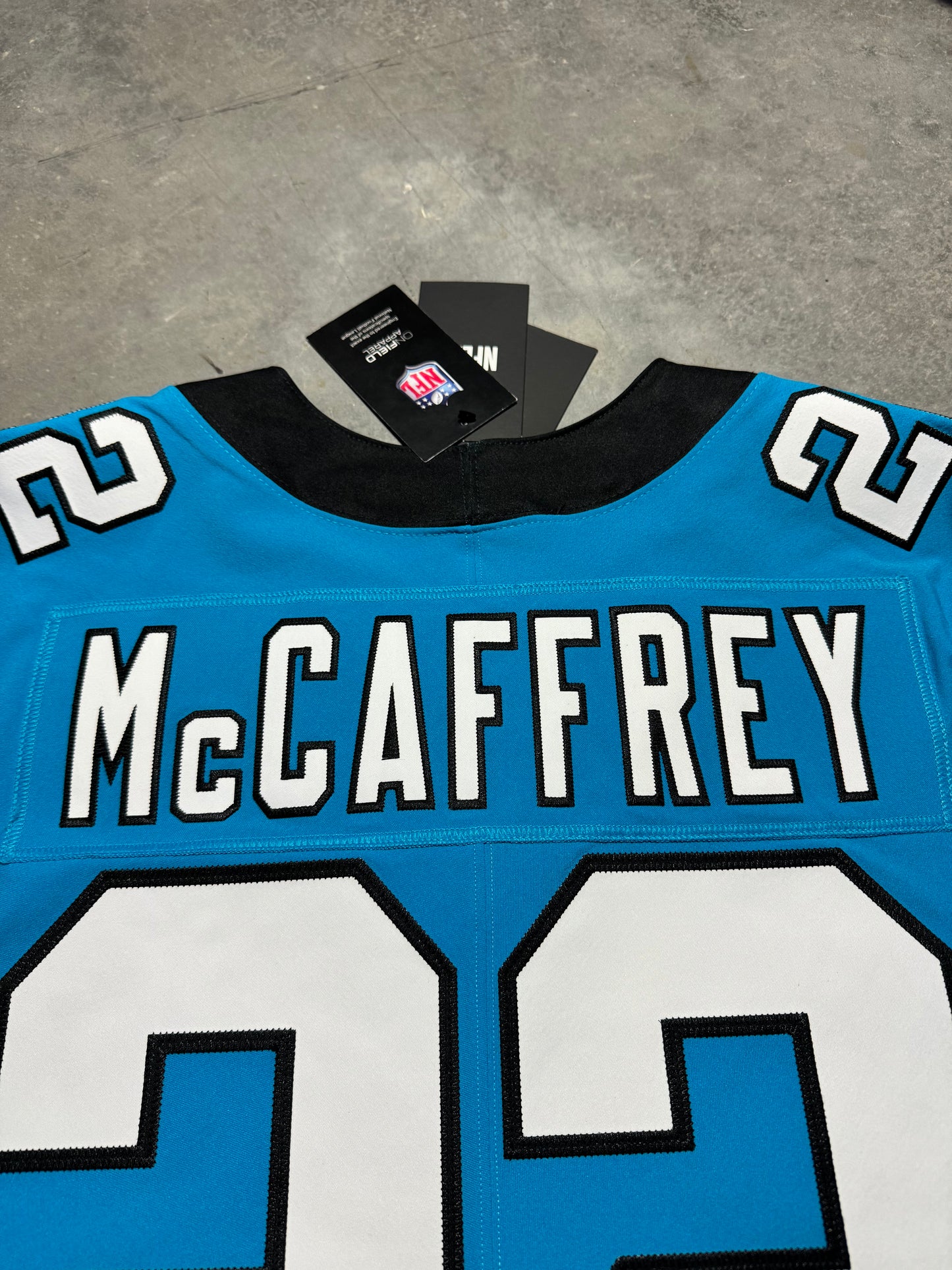 2021 Carolina Panthers Christian McCaffrey Nike Blue Alternate Vapor FUSE Elite On Field Stitched Authentic NFL Jersey - Deadstock (44/Large)
