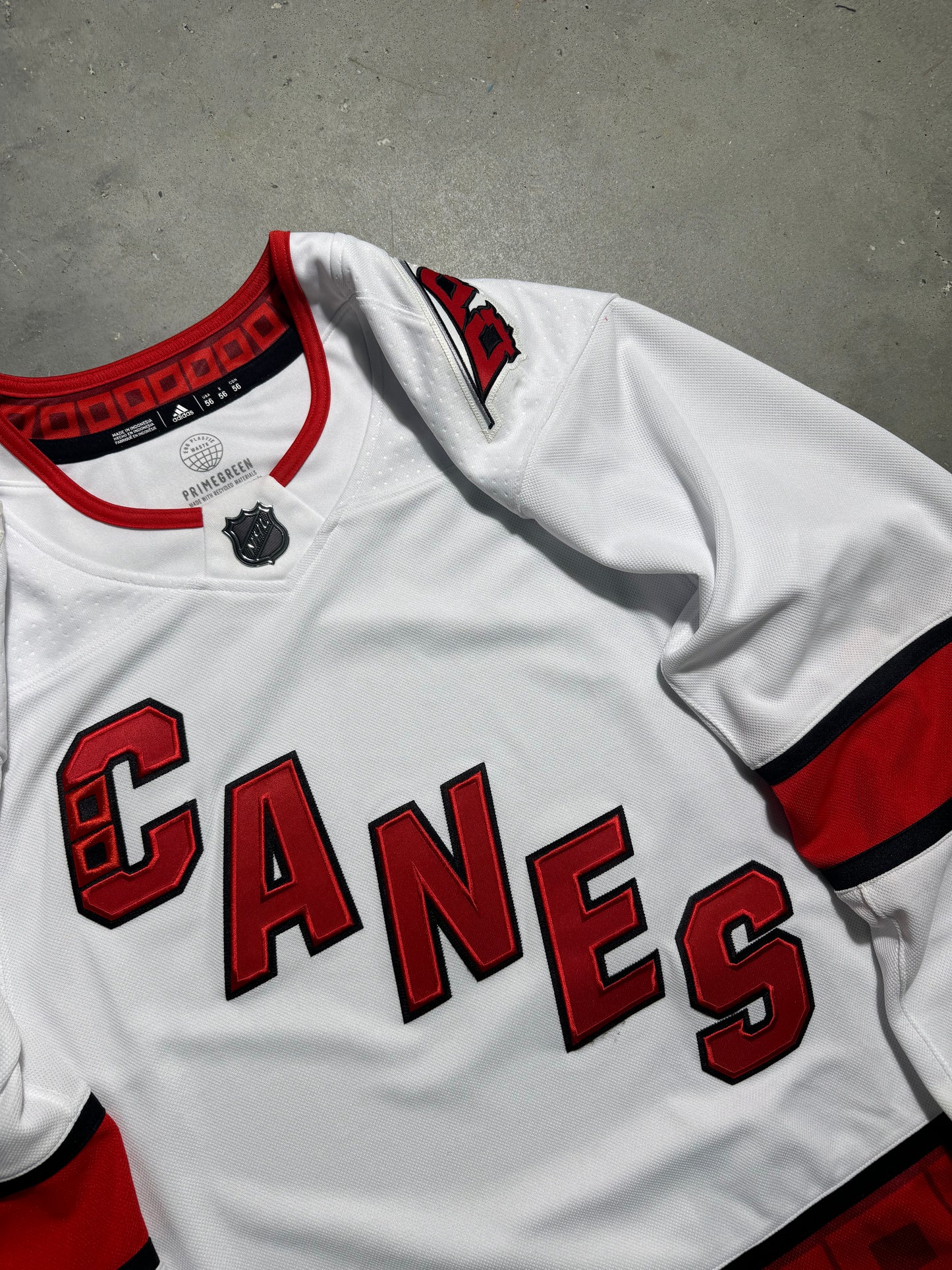 2020’s Carolina Hurricanes White “CANES” Adidas Authentic Fully Embroidered NHL Hockey Pro Jersey (56/XXL)