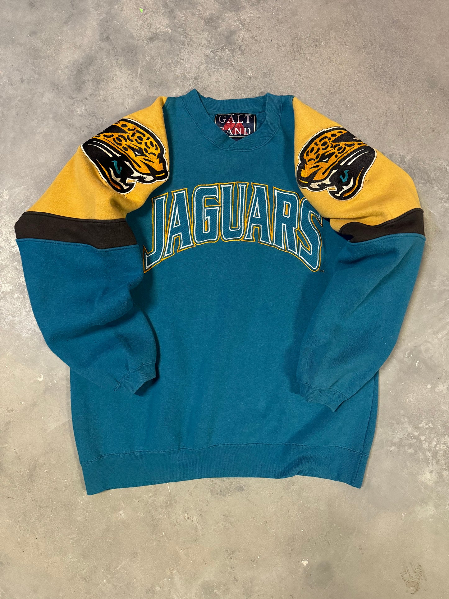 90’s Jacksonville Jaguars Vintage Heavyweight NFL Big Logo Embroidered Crewneck (Large)