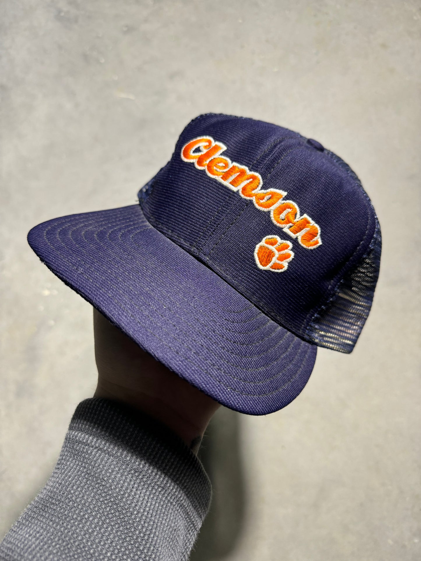 80’s Clemson Tigers Vintage Navy Blue College Trucker Snapback Hat (OSFA)