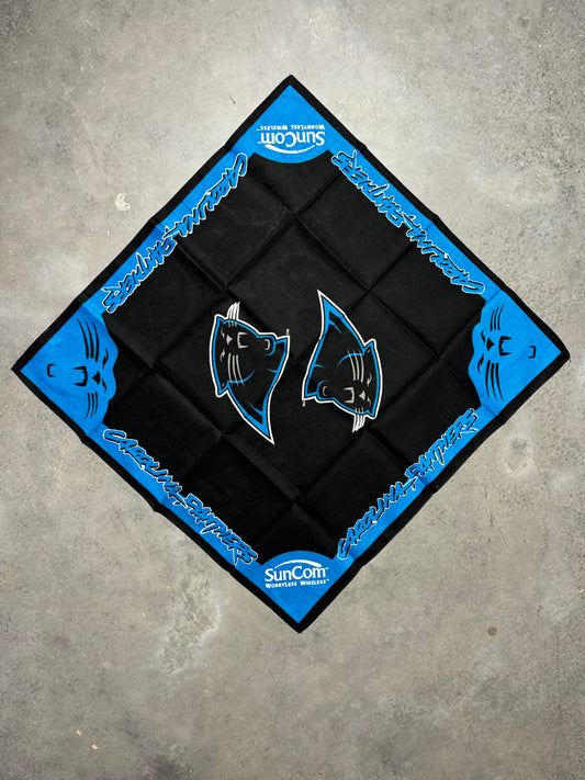 90’s Carolina Panthers x Sun Com Wireless Vintage Cat Scratch Font NFL Bandana - Deadstock