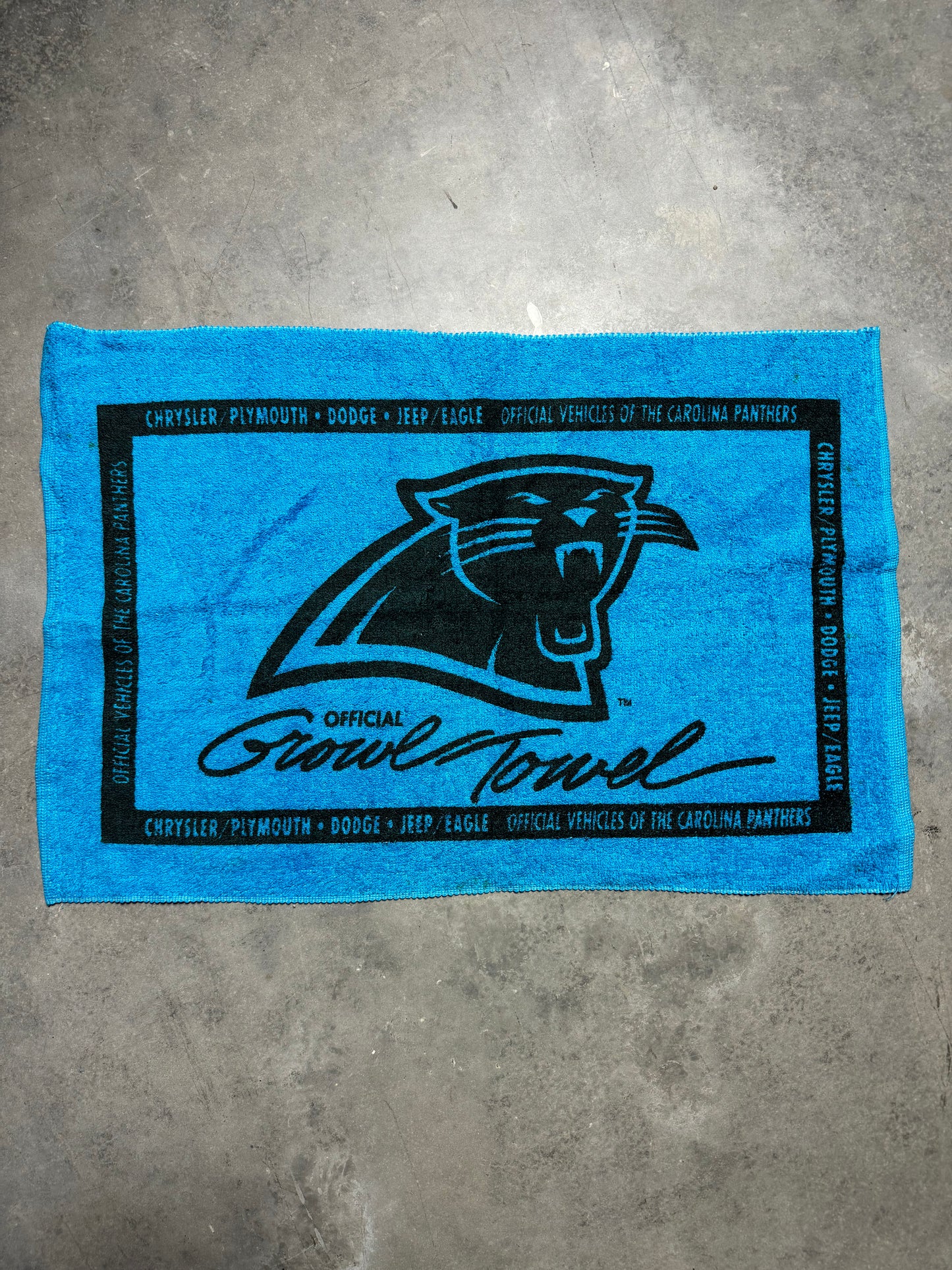 90’s Carolina Panthers Vintage Electric Blue Official Display Fan Growl Towel