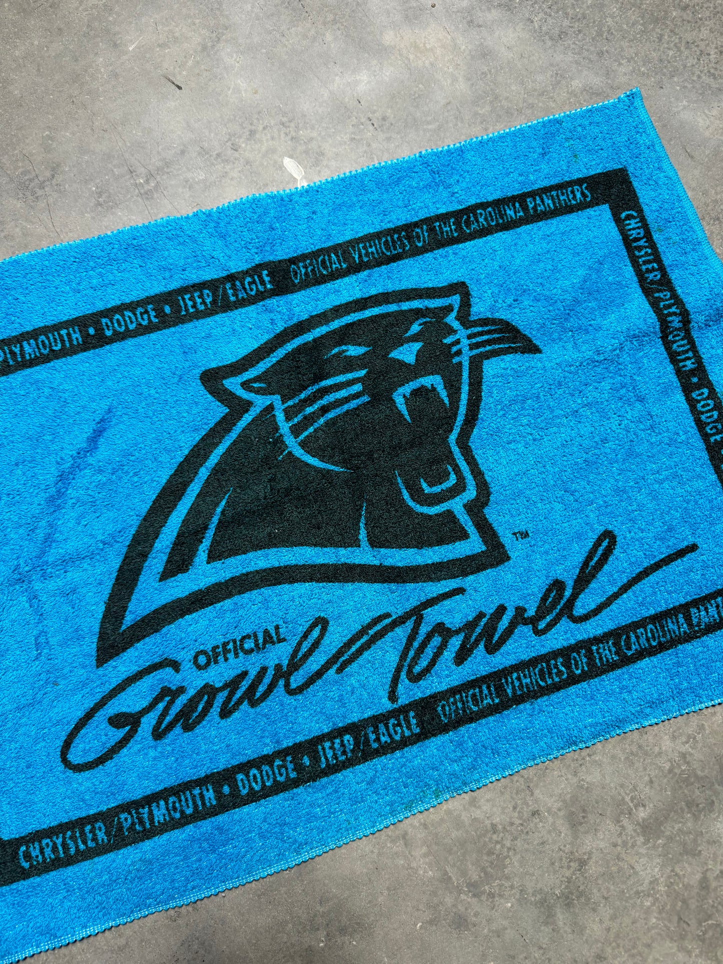 90’s Carolina Panthers Vintage Electric Blue Official Display Fan Growl Towel