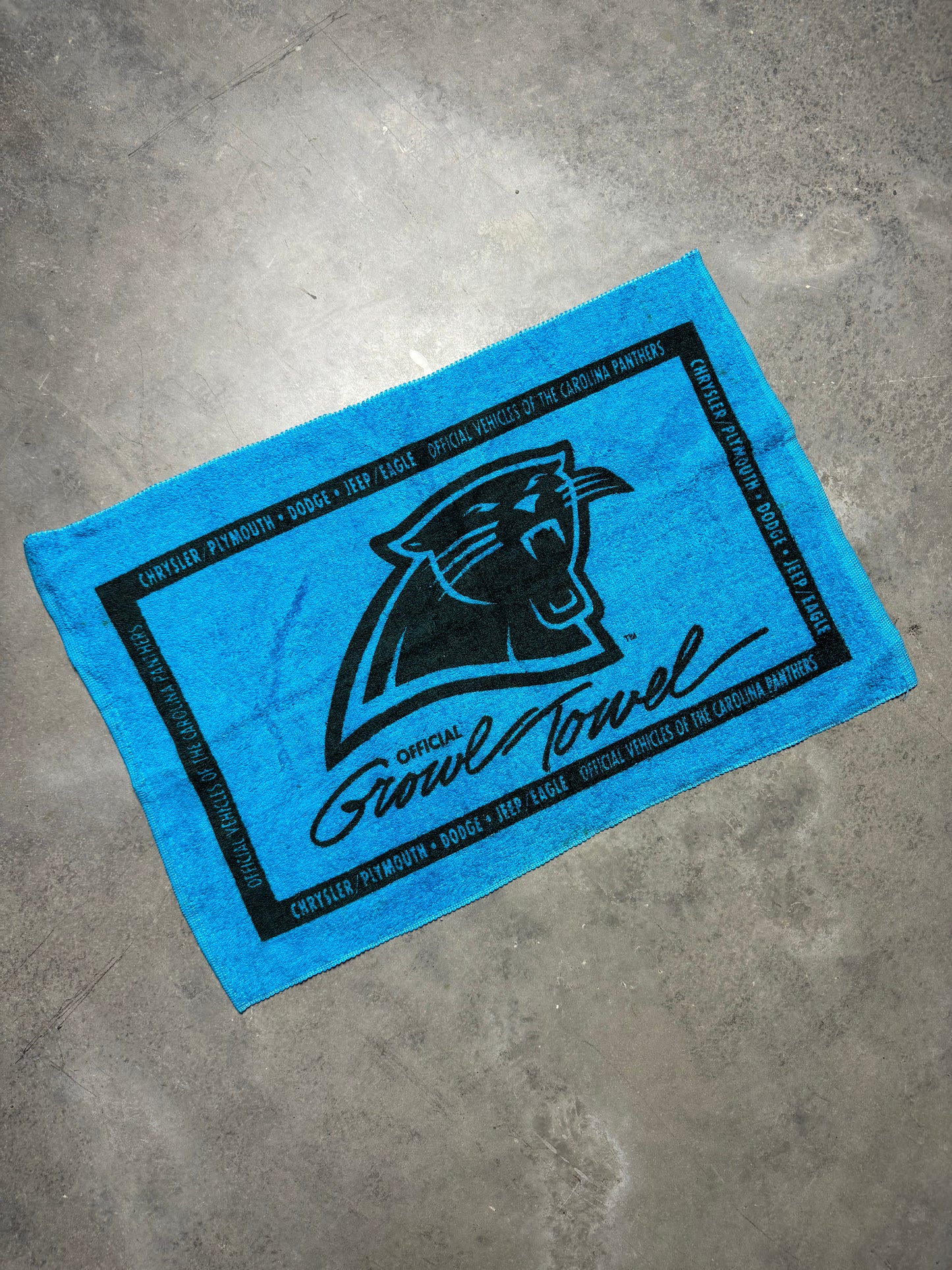 90’s Carolina Panthers Vintage Electric Blue Official Display Fan Growl Towel