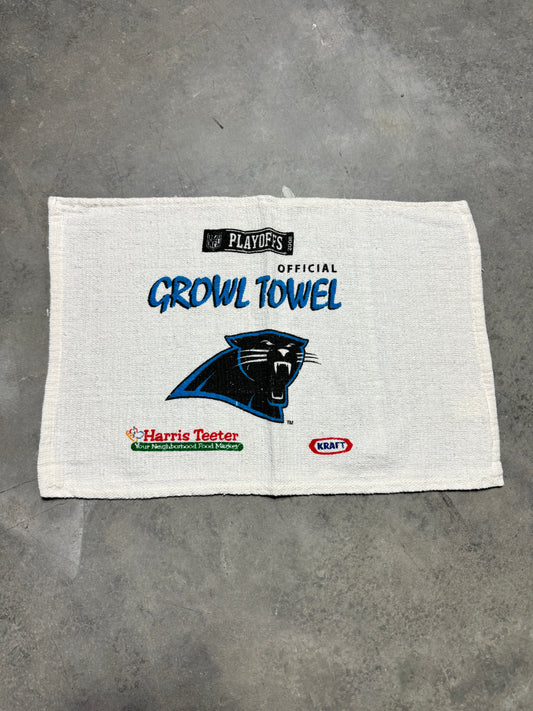 2008 Carolina Panthers x Harris Teeter Vintage Growl Towel White NFL Playoffs Display