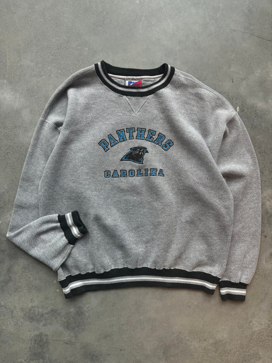 90’s Carolina Panthers Vintage Pro Player Knitted Embroidered Heavyweight NFL Crewneck (XXL)