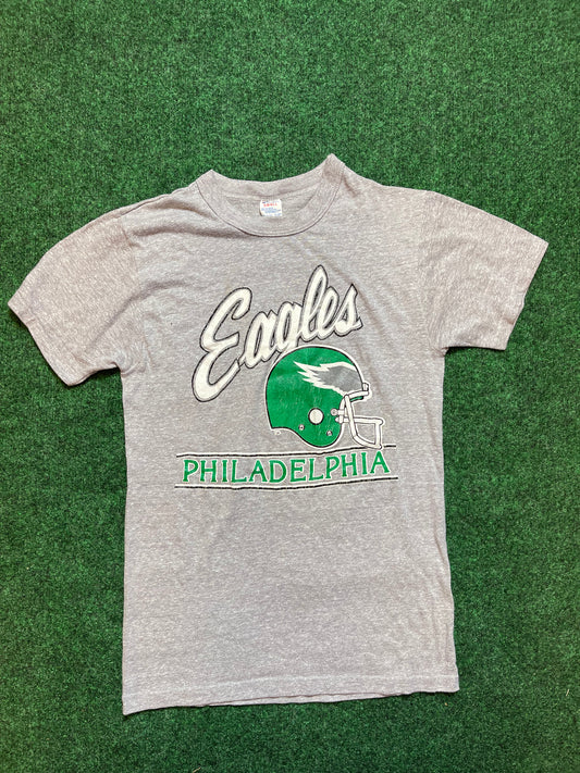 80’s Philadelphia Eagles Vintage Kelly Green NFL Champion Tee (Small)