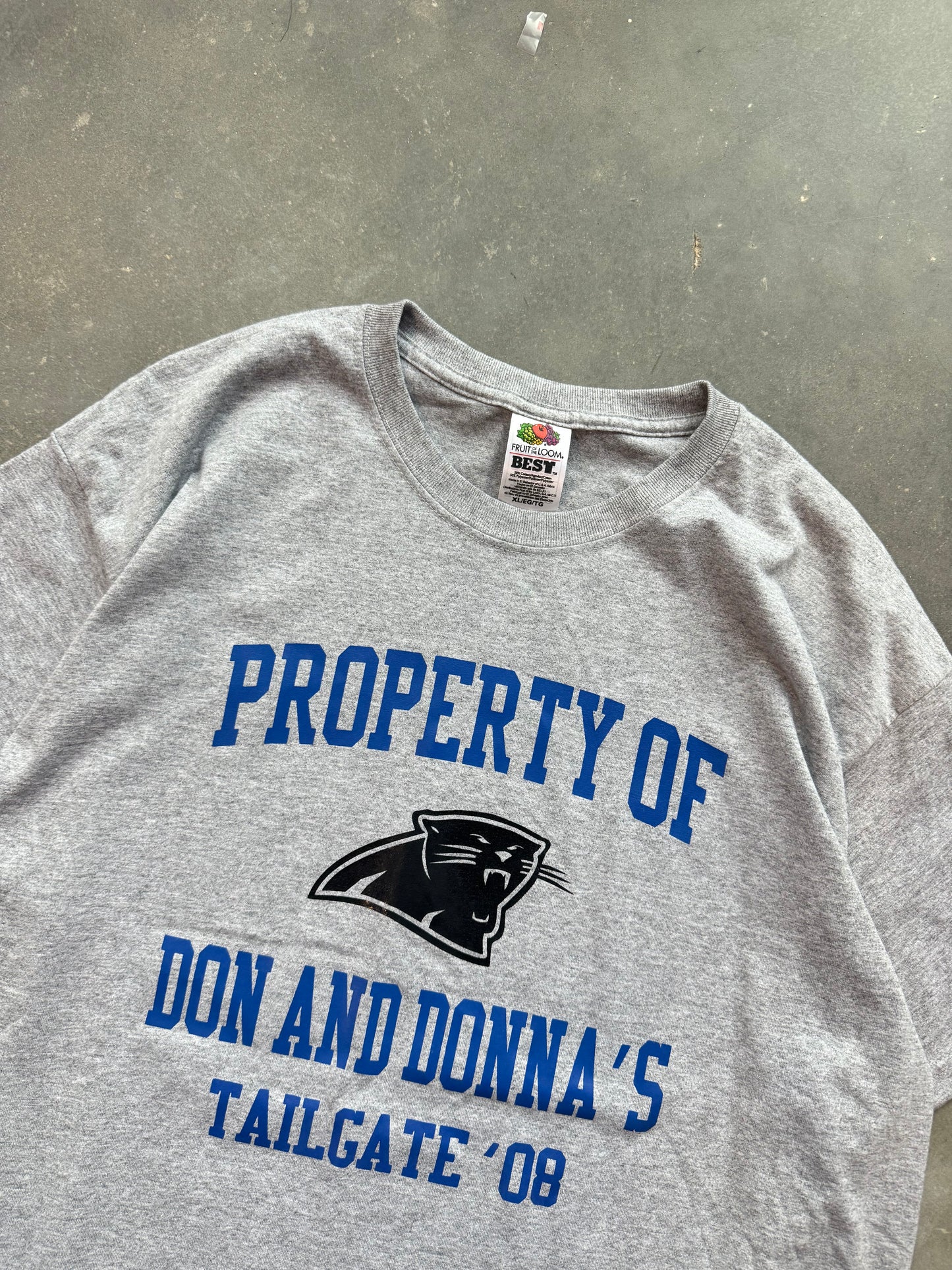 2008 Carolina Panthers Don & Donna’s Tailgate Vintage NFL Tee (XL)