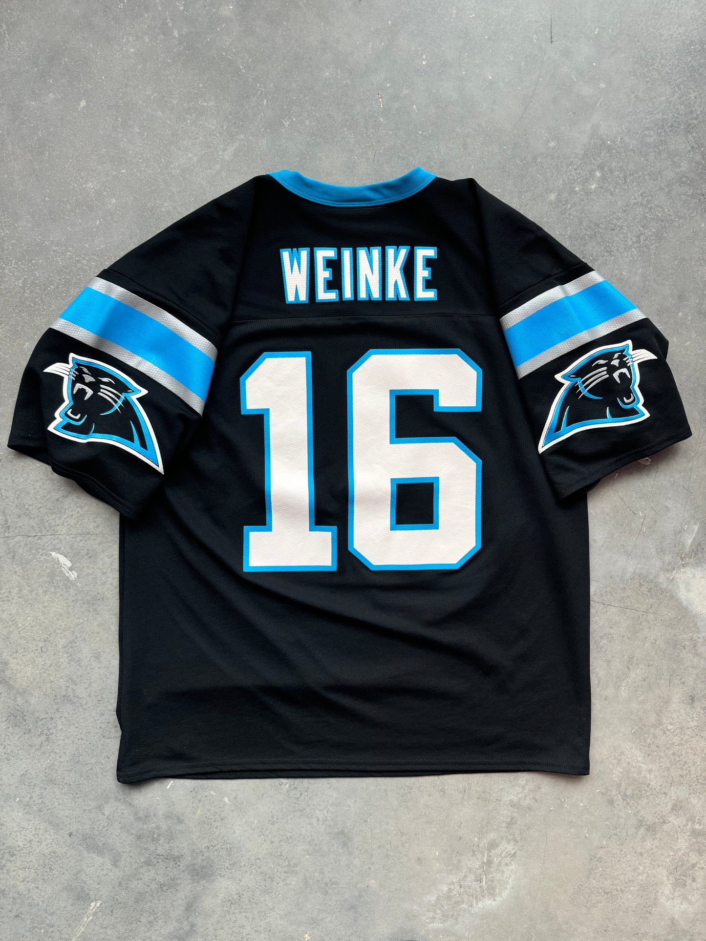 2001 Carolina Panthers Chris Weinke Vintage Black Logo Athletic NFL Jersey (Large)