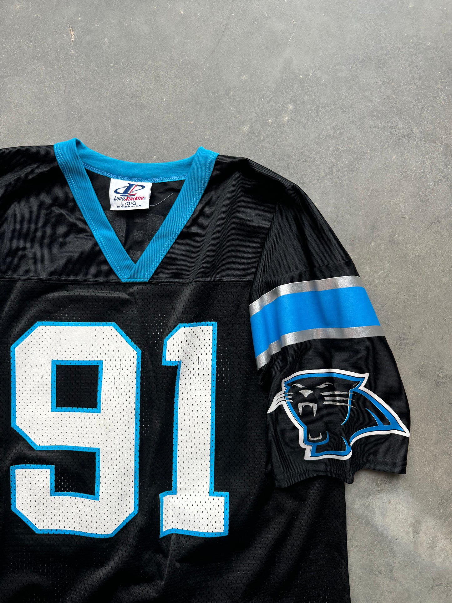 1996 Carolina Panthers Kevin Greene Vintage Logo Athletic Black NFL Jersey (Large)