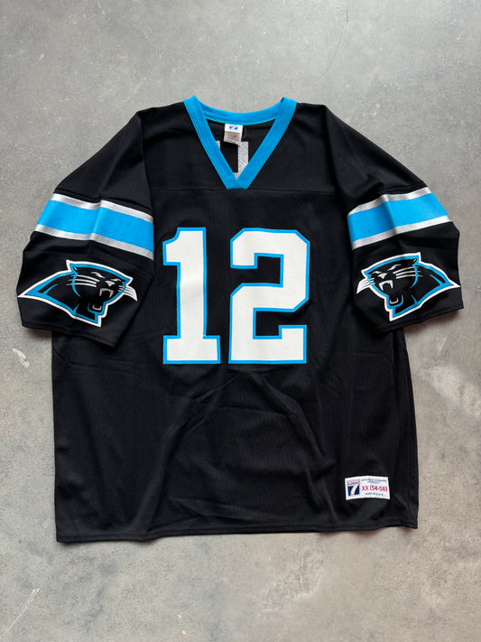 1996 Carolina Panthers Kerry Collins Vintage Logo 7 Black NFL Jersey - Deadstock (54/XXL)