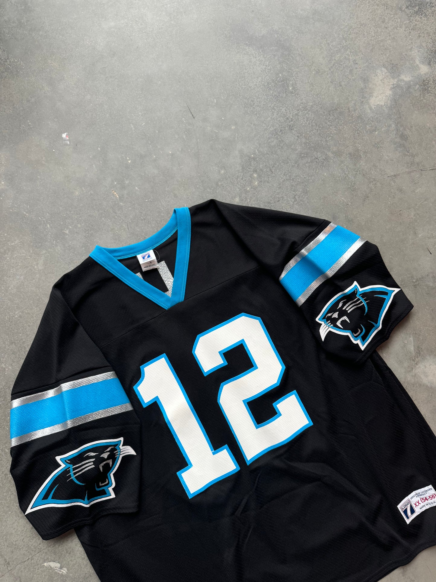 1996 Carolina Panthers Kerry Collins Vintage Logo 7 Black NFL Jersey - Deadstock (54/XXL)