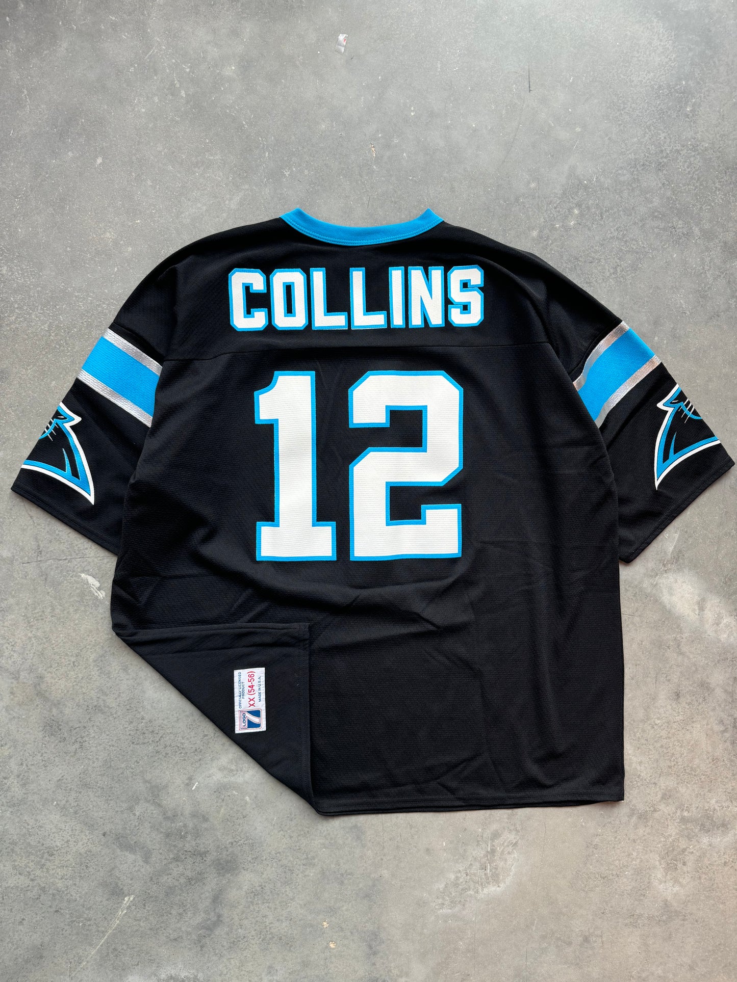 1996 Carolina Panthers Kerry Collins Vintage Logo 7 Black NFL Jersey - Deadstock (54/XXL)