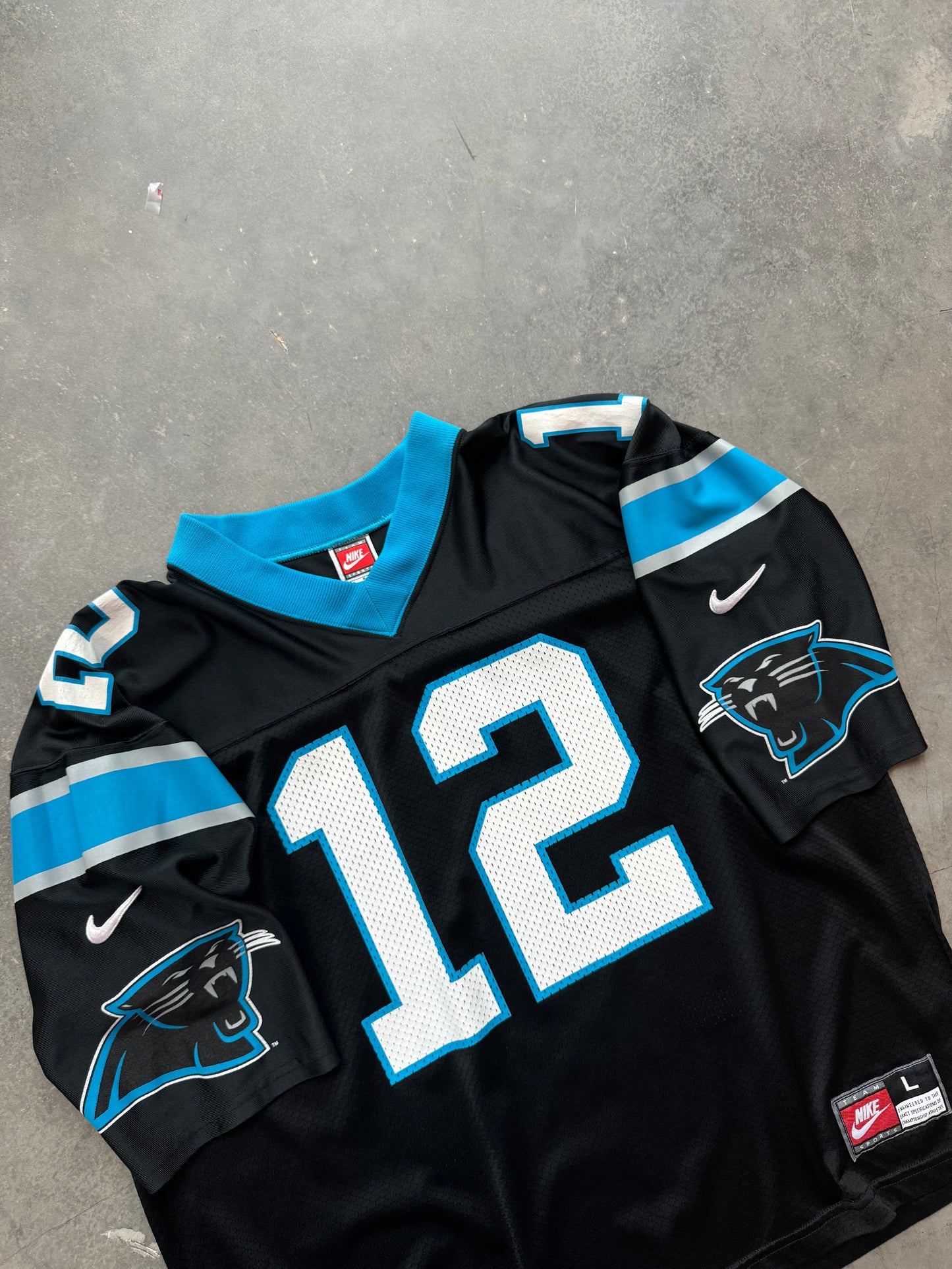 1997 Carolina Panthers Kerry Collins Vintage Black Nike Team Sports NFL Jersey (Large)