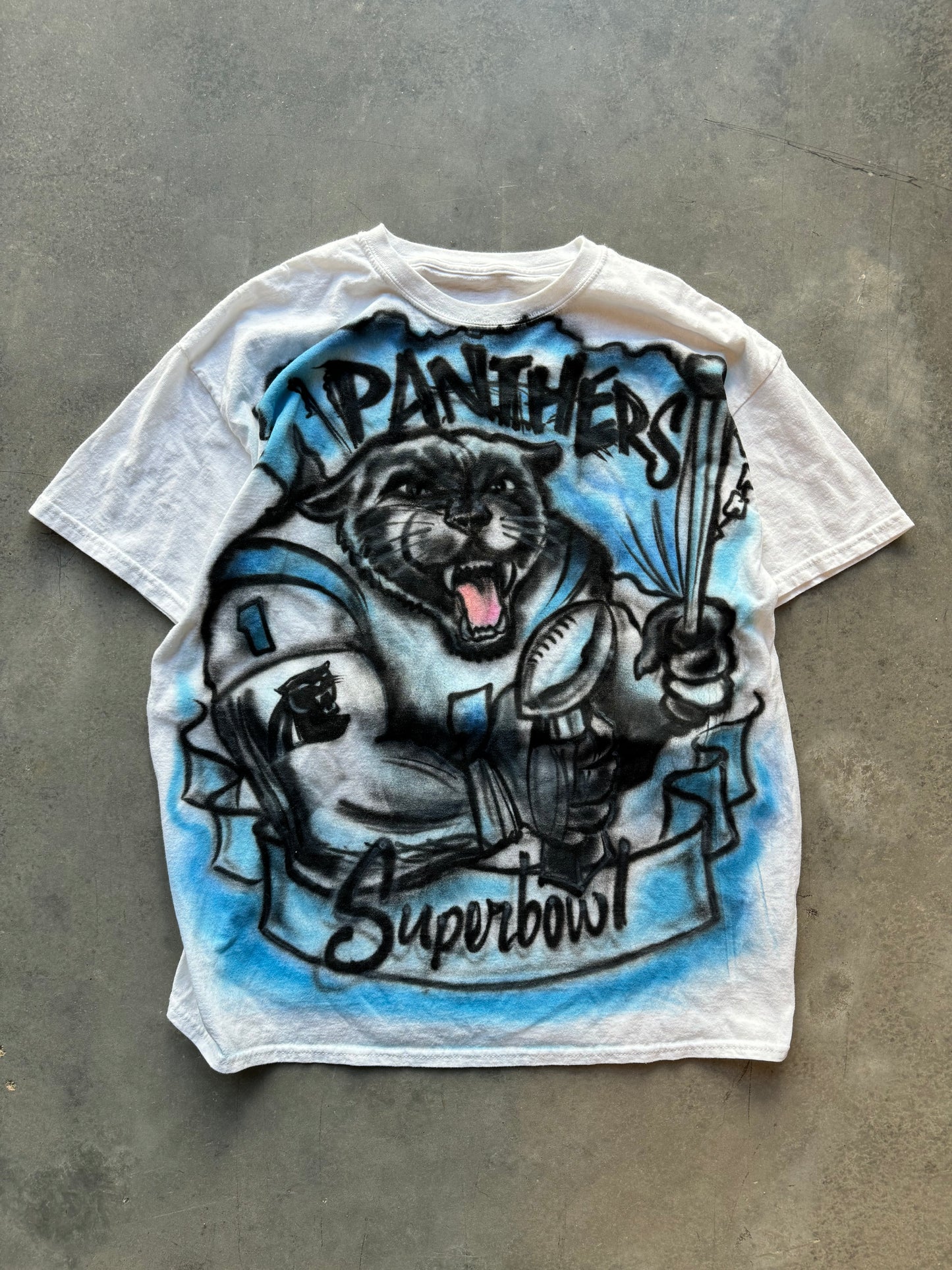 2016 Carolina Panthers Super Bowl 50 Airbrushed Sir Purr NFL Tee (XL)