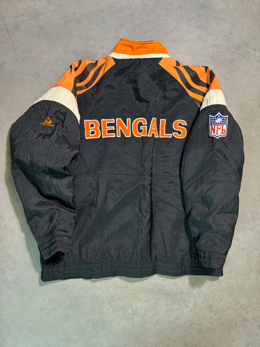 90’s Cincinnati Bengals Vintage Apex One Tiger Print NFL Sideline Jacket (XL)