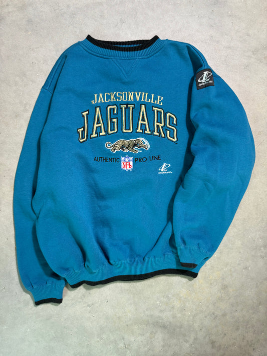 90’s Jacksonville Jaguars Vintage Teal Logo Athletic Heavyweight Prowler Logo Embroidered NFL Crewneck (XL)