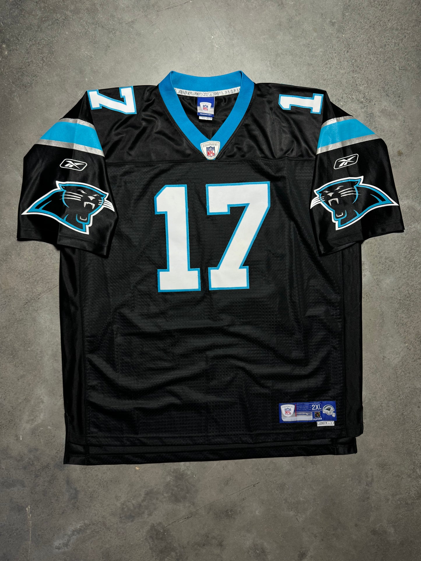 00’s Carolina Panthers Jake Delhomme Vintage Black Reebok Stitched Swingman NFL Jersey (XXL)