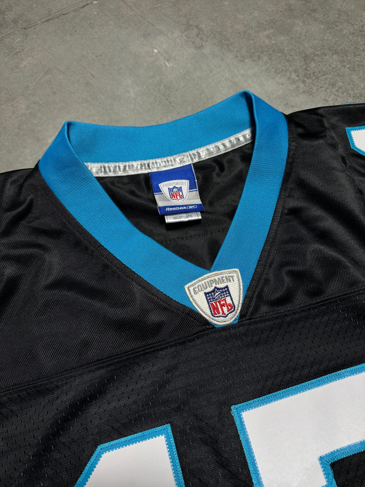 00’s Carolina Panthers Jake Delhomme Vintage Black Reebok Stitched Swingman NFL Jersey (XXL)