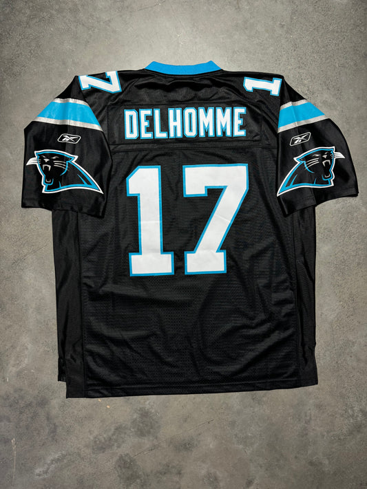 00’s Carolina Panthers Jake Delhomme Vintage Black Reebok Stitched Swingman NFL Jersey (XXL)