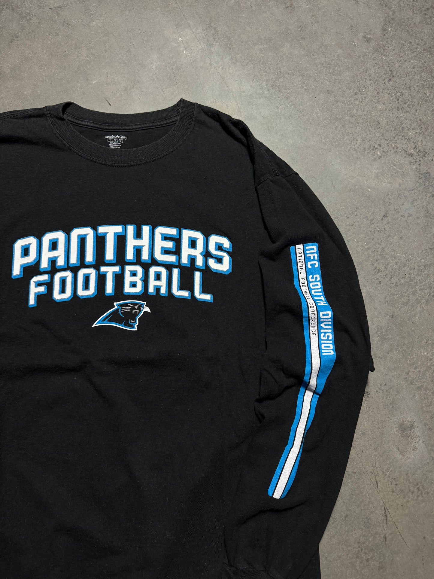 00’s Carolina Panthers Vintage Black Reebok NFC South Longsleeve NFL Tee (Large)