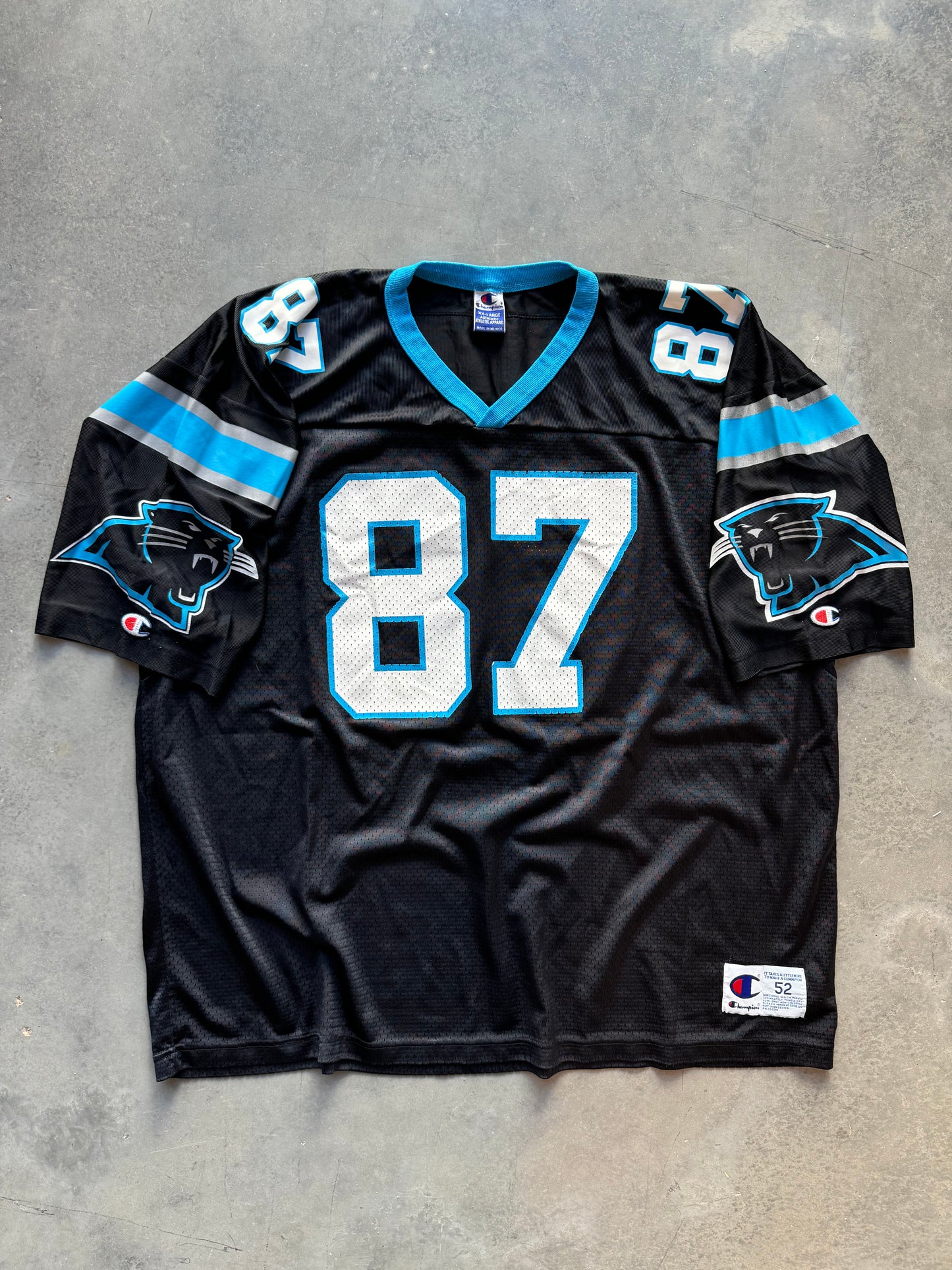 90’s Carolina Panthers Muhsin Muhammad Vintage Champion Black NFL Jersey (52/XXL)