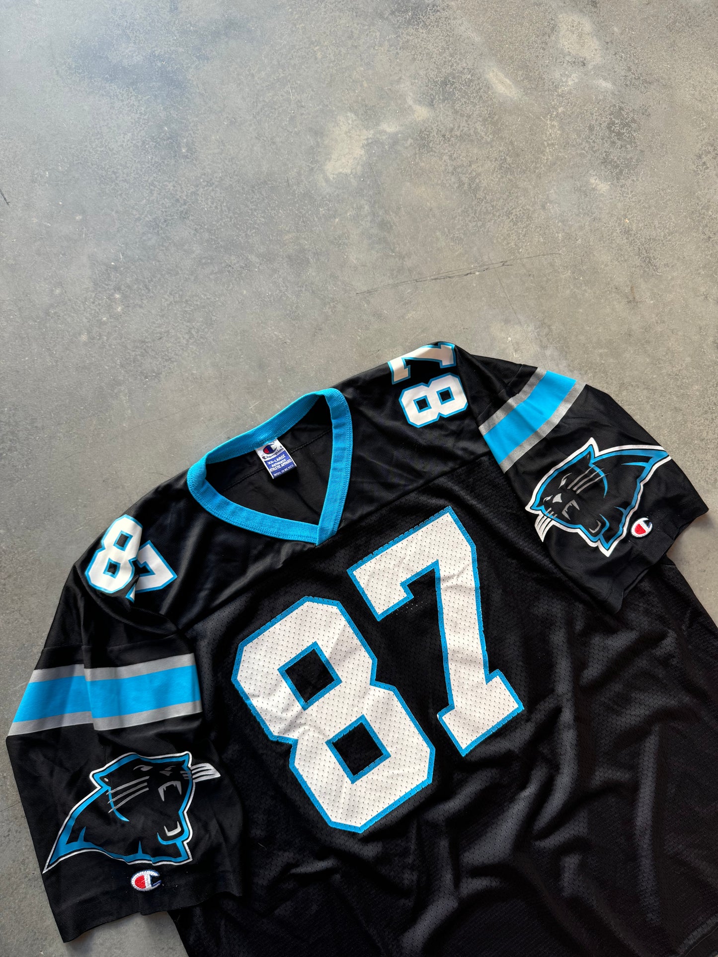 90’s Carolina Panthers Muhsin Muhammad Vintage Champion Black NFL Jersey (52/XXL)