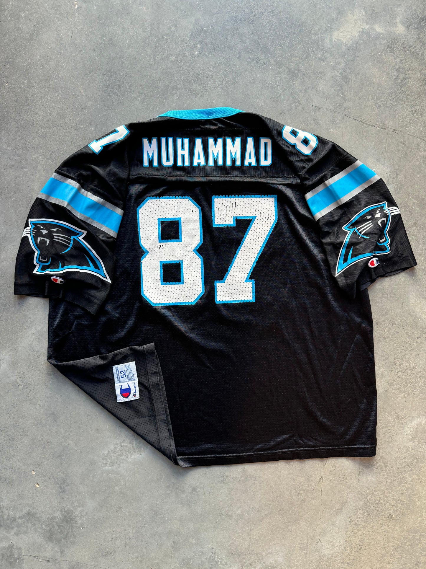 90’s Carolina Panthers Muhsin Muhammad Vintage Champion Black NFL Jersey (52/XXL)