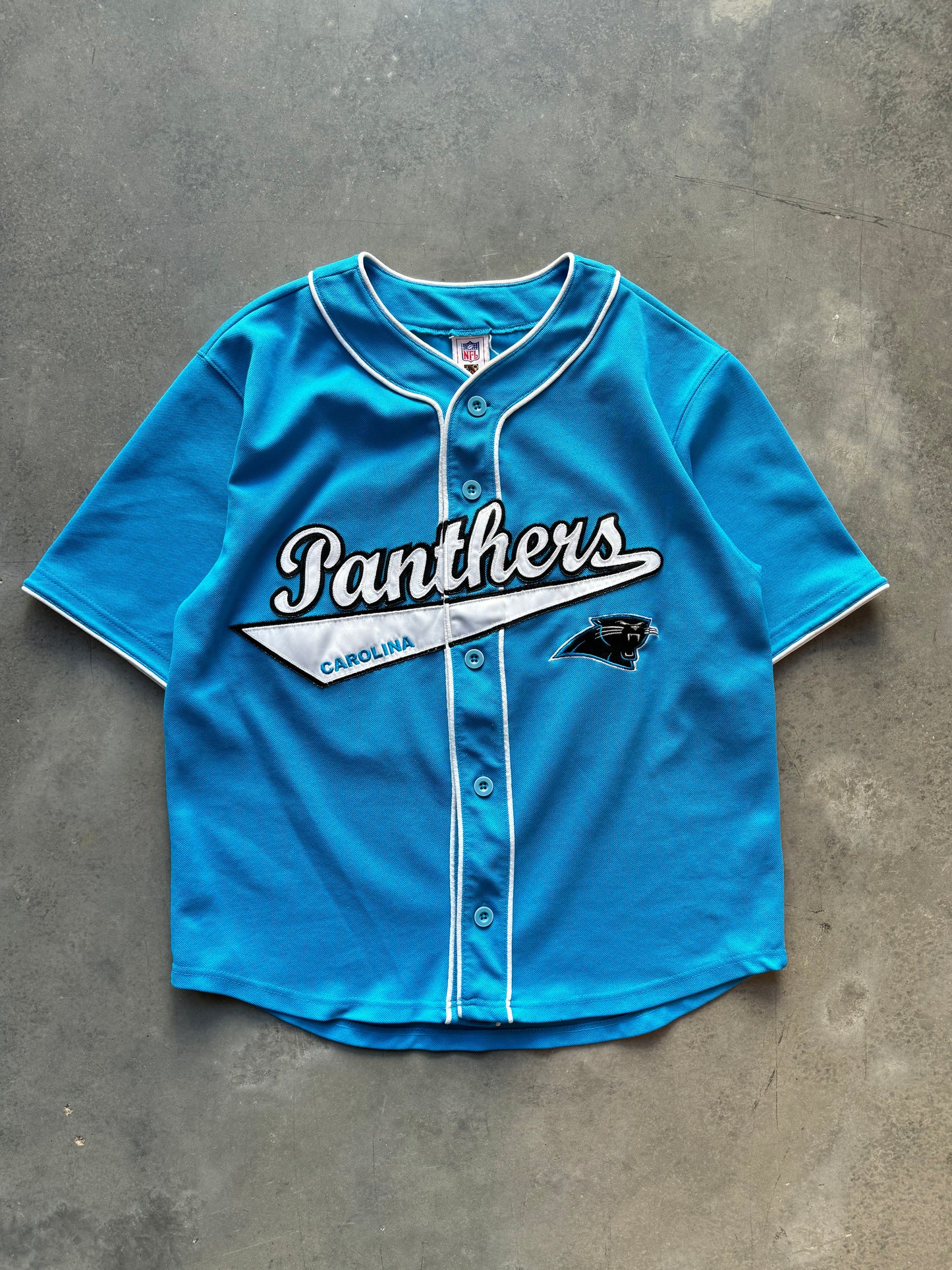 00’s Carolina Panthers Steve Smith Electric Blue Vintage NFL Crossover Baseball Jersey (Medium)