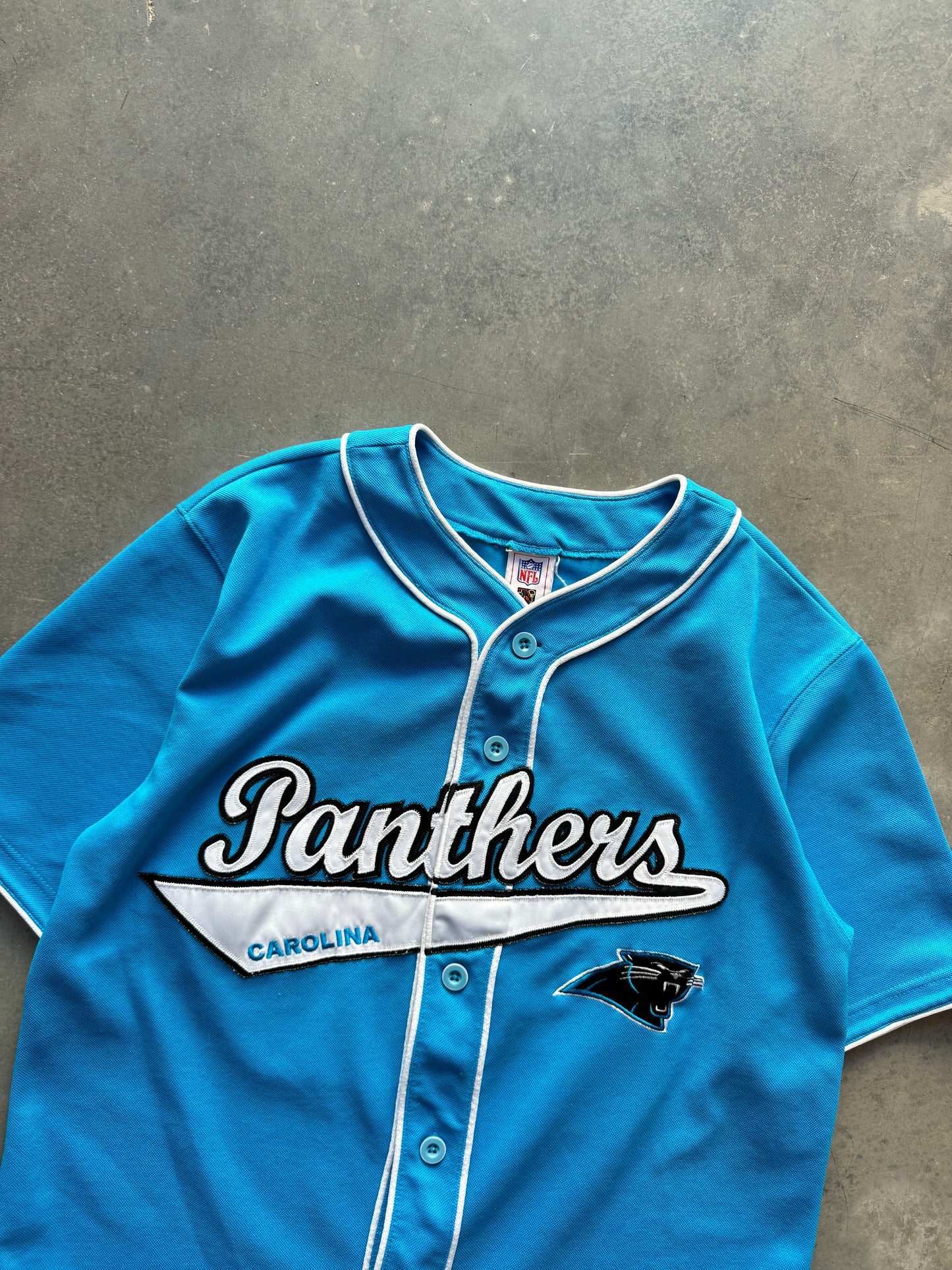 00’s Carolina Panthers Steve Smith Electric Blue Vintage NFL Crossover Baseball Jersey (Medium)