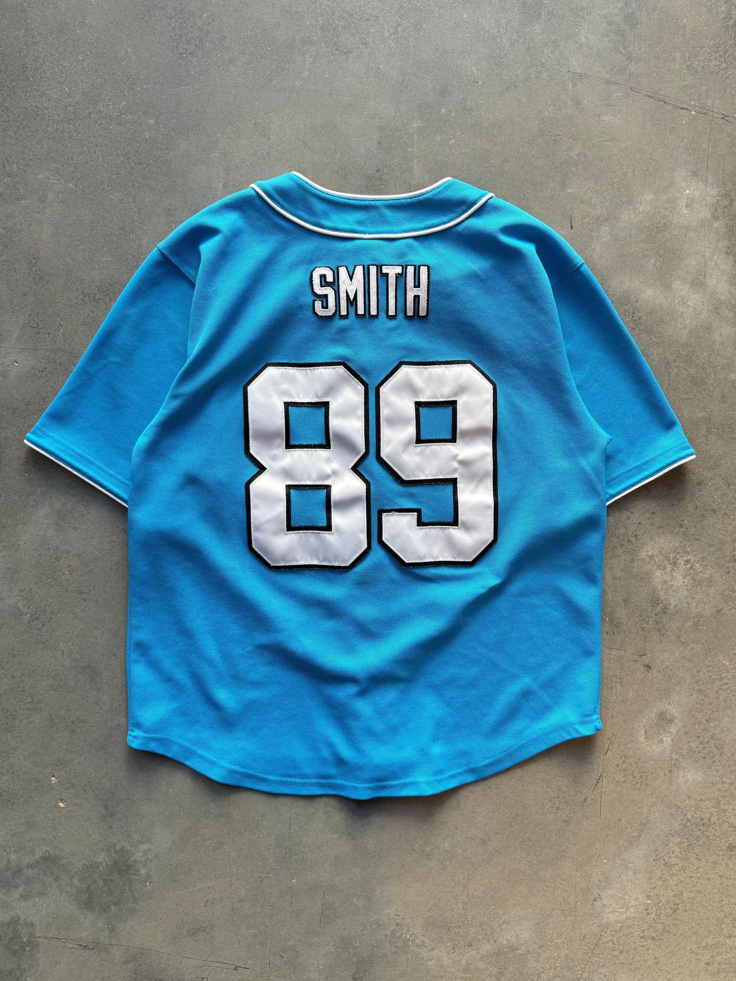 00’s Carolina Panthers Steve Smith Electric Blue Vintage NFL Crossover Baseball Jersey (Medium)