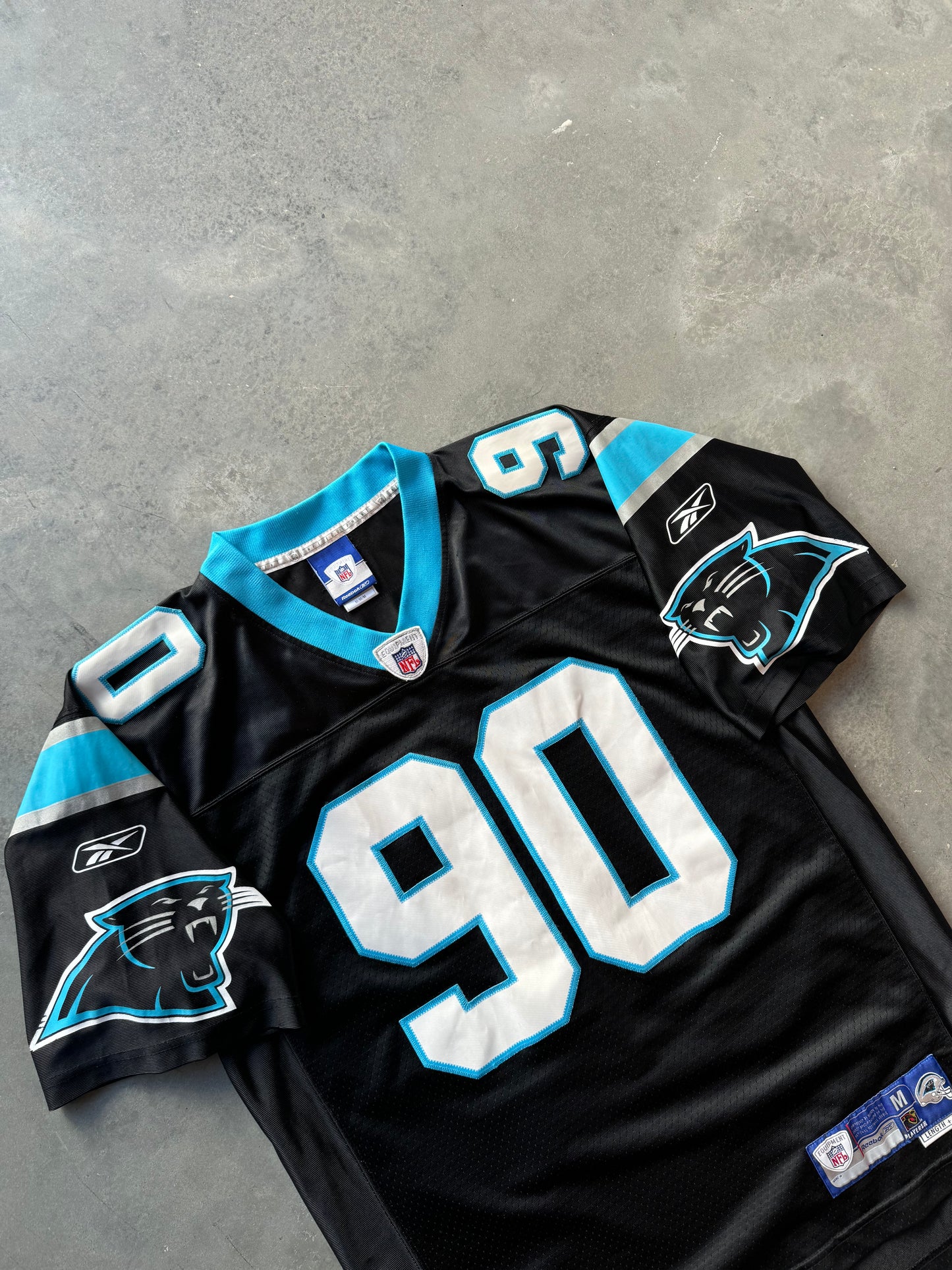 00’s Carolina Panthers Julius Peppers Vintage Black Reebok Swingman NFL Stitched Jersey (Medium)