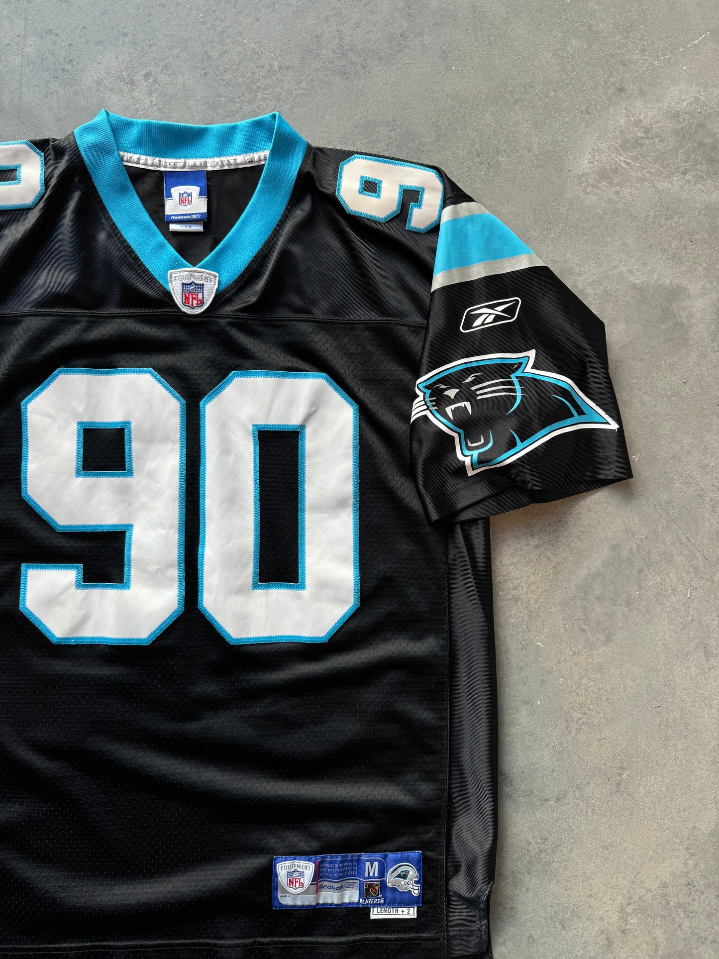 00’s Carolina Panthers Julius Peppers Vintage Black Reebok Swingman NFL Stitched Jersey (Medium)