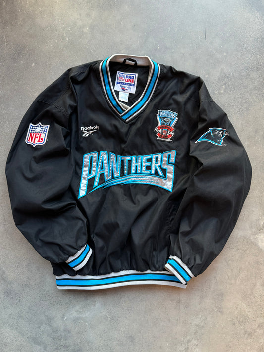 1995 Carolina Panthers Vintage Reebok Inaugural Season Patch Big Wordmark Logo NFL Pro Line Pullover (Large)