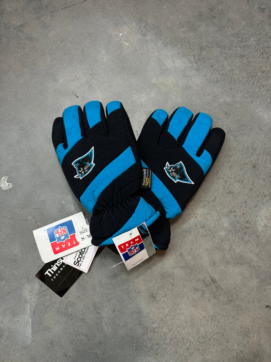 90’s Carolina Panthers Vintage Black 3M NFL Winter Gloves - Brand New (S/M)