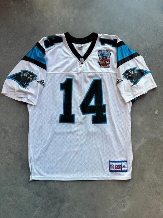 1995 Carolina Panthers Frank Reich Vintage Inaugural Season White Apex One NFL Jersey - Deadstock & Signed (XL)